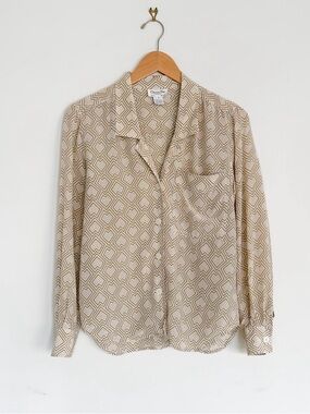 Vintage Christian Dior 100% Silk Button-Up Blouse